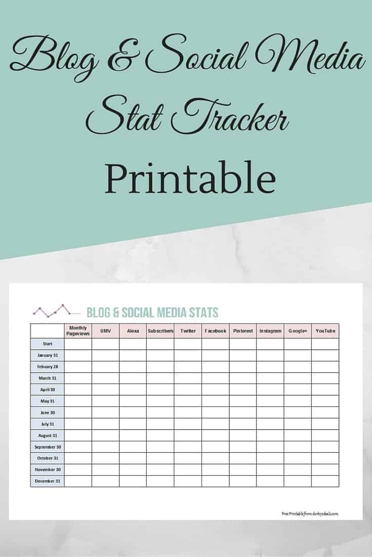 Blog and Social Media Stat Tracker Printable