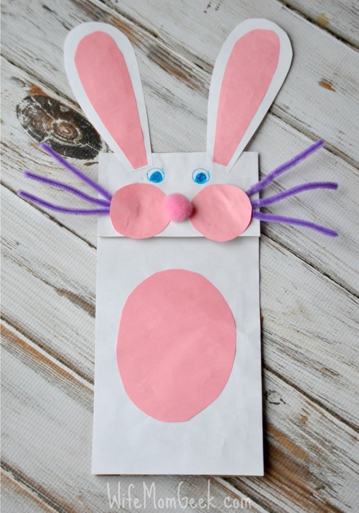 Bunny paper bag puppet