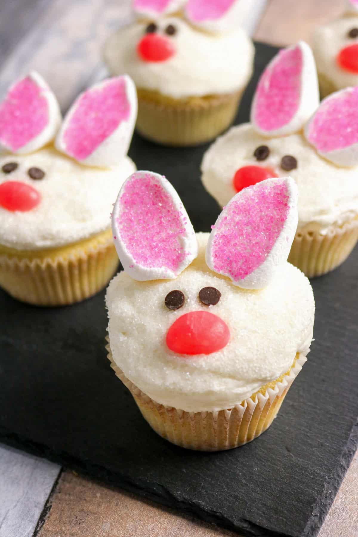 Easter cupcakes with bunny ears.