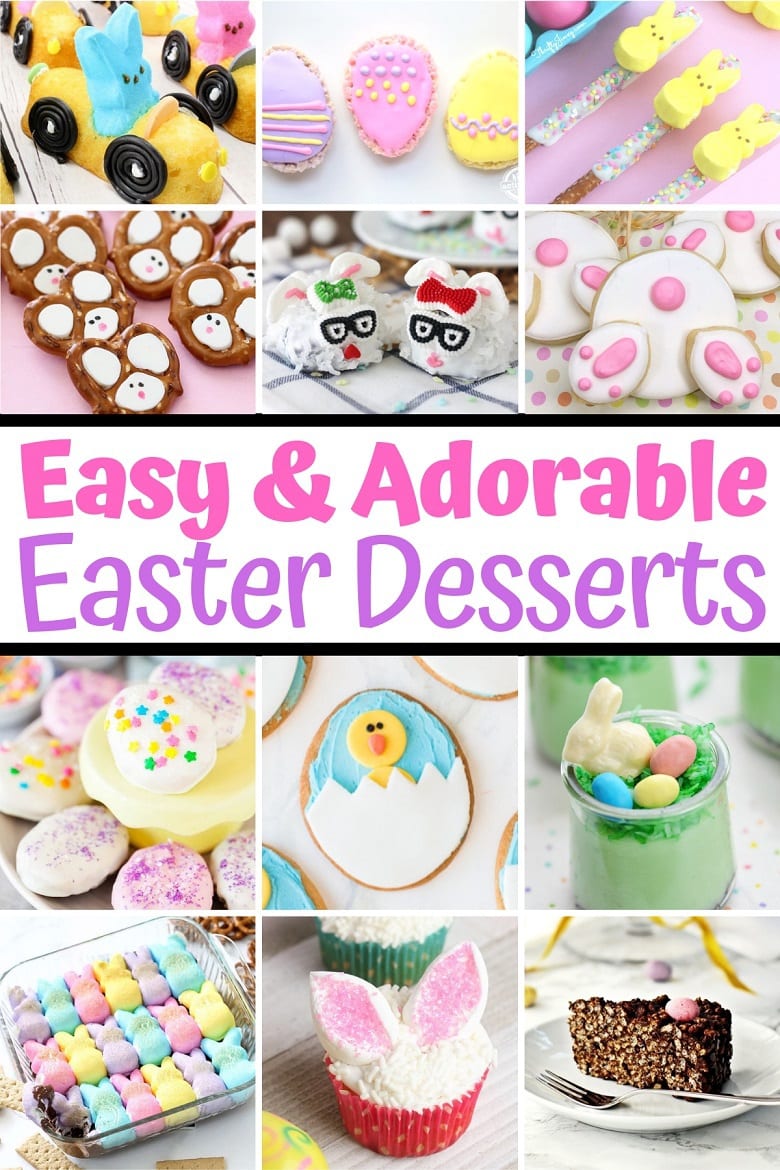 Over 30 adorable and easy Easter desserts for kids. These cute Easter dessert recipes include cupcakes, cookies, cakes, brownies, and more.
