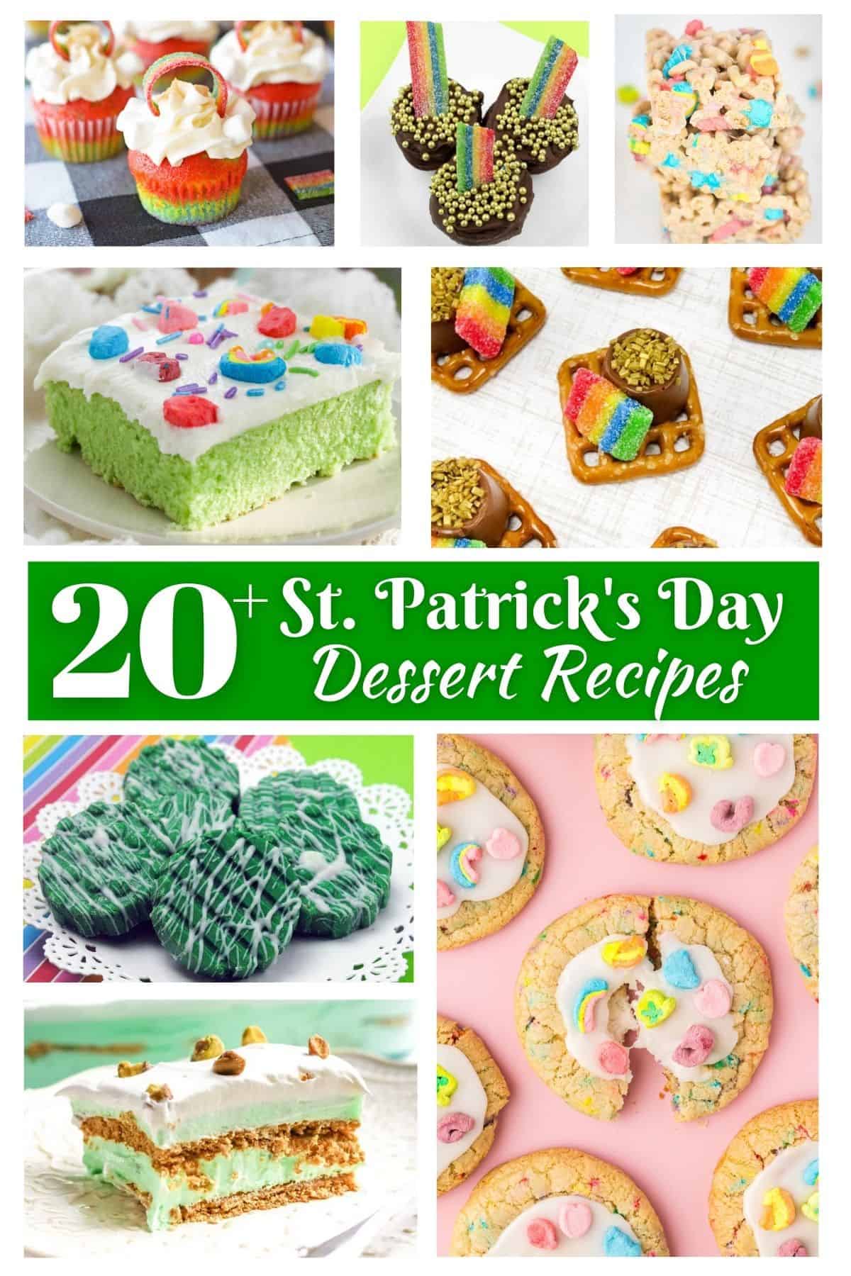 20+ St. Patrick's Day Dessert Recipes collage image.