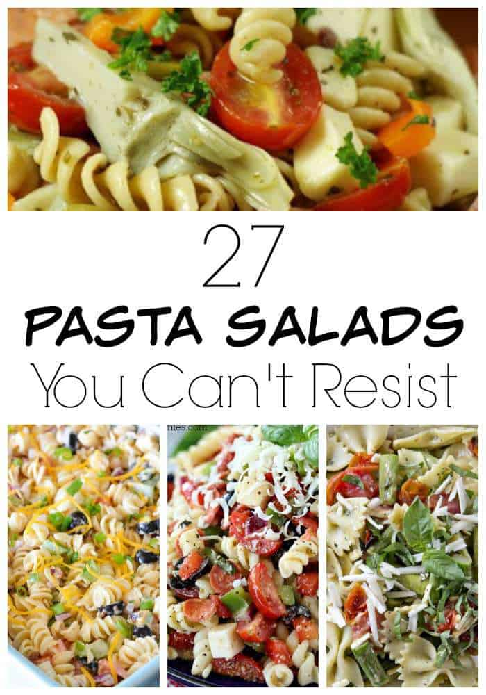 27 Pasta Salads You Can't Resist collage image for pinterest.