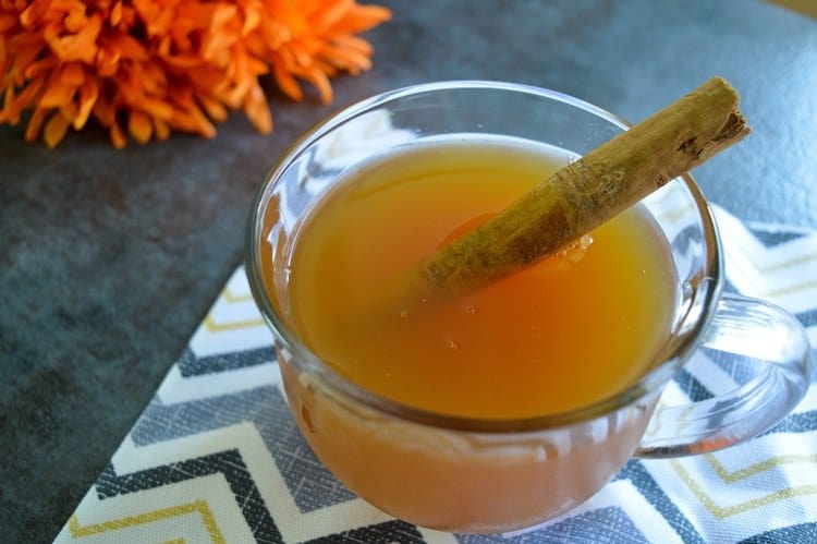 Easy Crockpot Apple Cider with cinnamon stick.