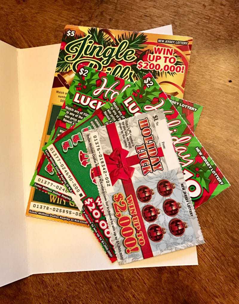 Lottery Tickets in Holiday Card.