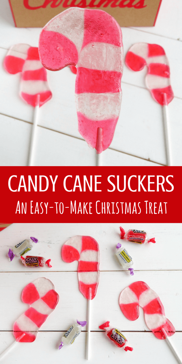 These Candy Cane Suckers make the perfect Christmas treat! With only 1 ingredient, Jolly Ranchers, they are really easy to make!