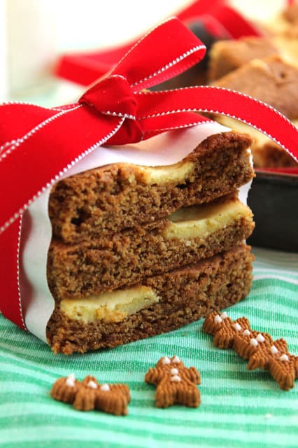 Gingerbread Blondies with Lemon Swirl