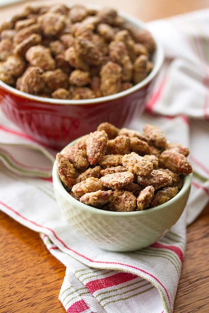 Gingerbread Sugared Almonds in 2 bowls