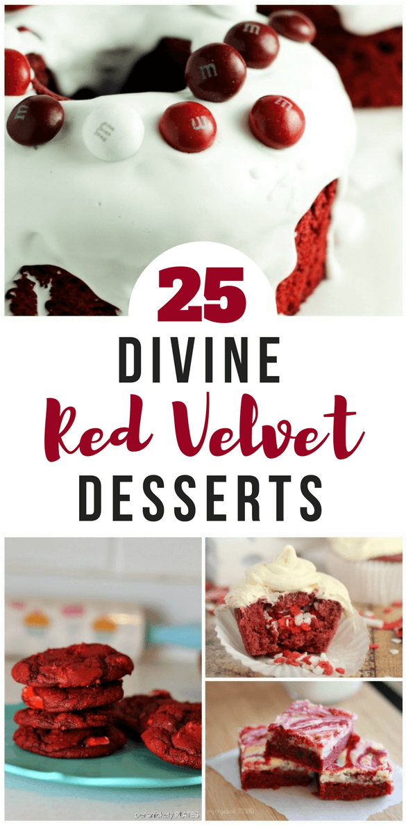 Check out these 25 divine red velvet desserts, all of which are decadent, delicious, and perfect for both Valentine's Day and Christmas.
