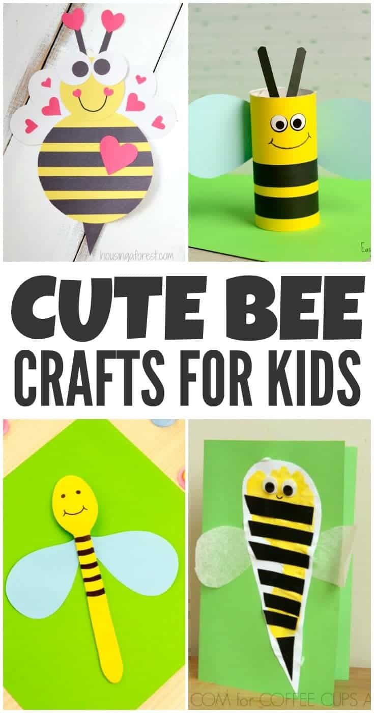 Cute bee crafts for Kids Pin collage image.