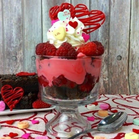 No Bake Valentine's Day Raspberry Brownie Parfait