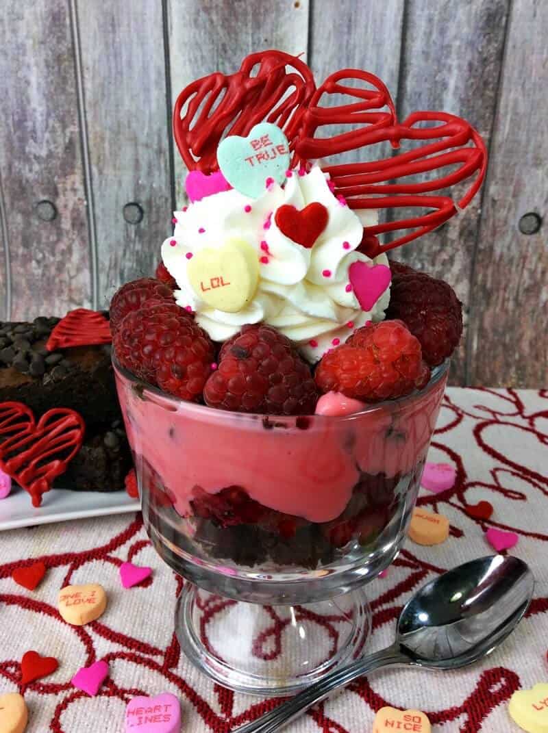 Valentine's Raspberry Brownie Parfait