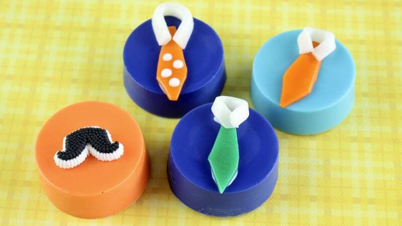 Chocolate covered Oreos for Father's Day decorated with Ties and Mustaches.