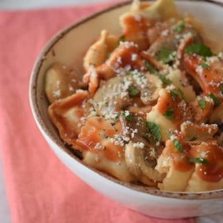 This hearty, homemade Mushroom Bolognese is easy to make and pairs well with ravioli, gnocchi, or any other pasta that your heart desires.