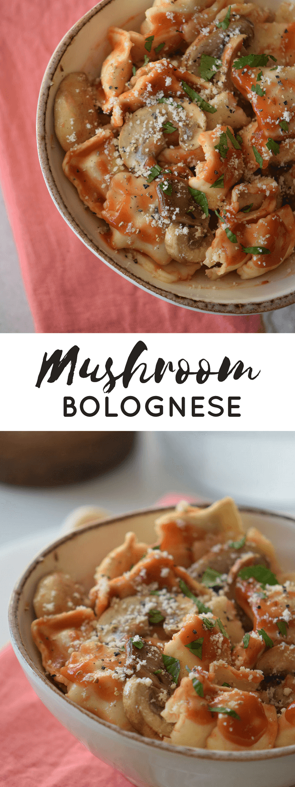 This hearty, homemade mushroom bolognese sauce is easy to make and pairs well with ravioli, gnocchi, or any other pasta that your heart desires.