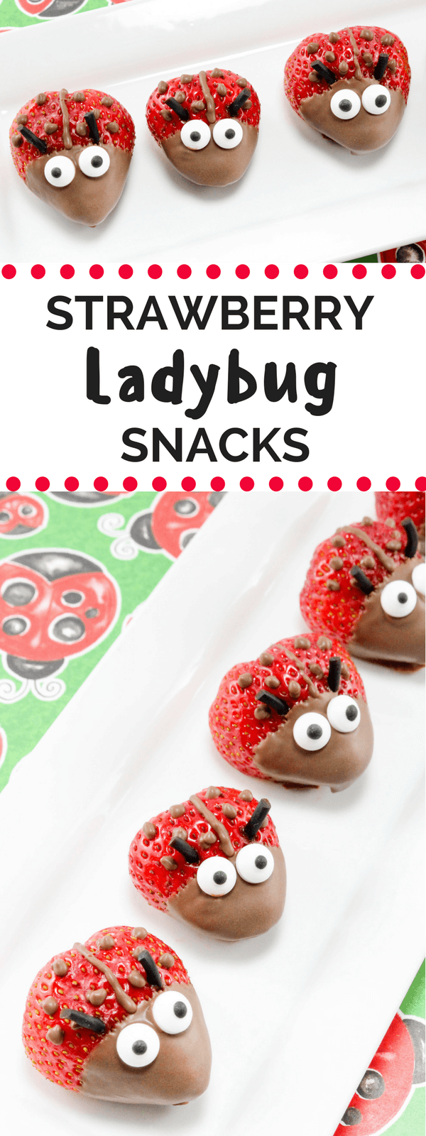 These adorable chocolate covered strawberry ladybugs are the perfect treat for your next summer party!
