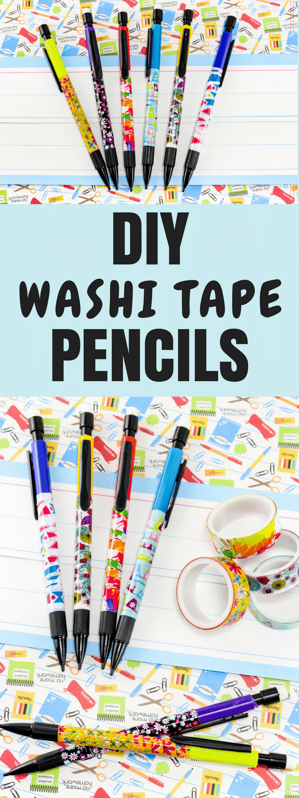 Turn your plain old pencils into something fun and awesome with this easy DIY Washi Tape Pencils back to school craft.
