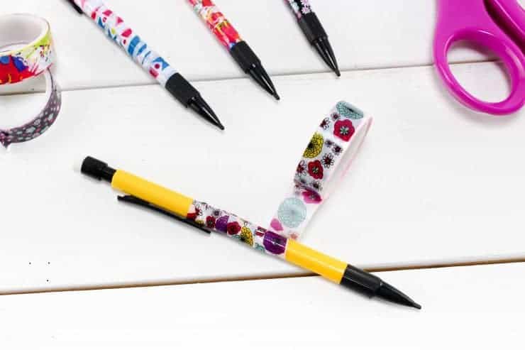 Cute Art Supplies with pens, pencils, scissors and washi tape | Poster