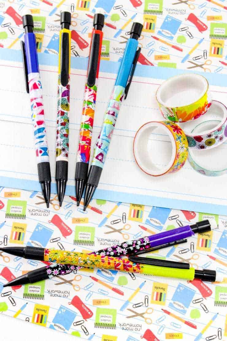 DIY Washi Tape Notebooks and Pencils