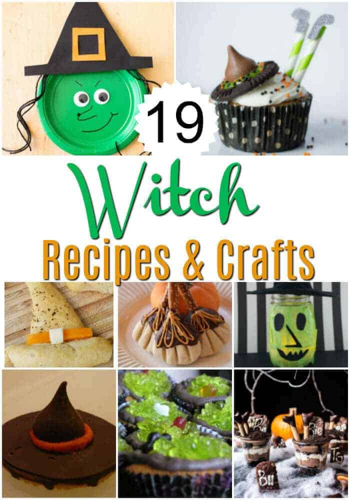 19 Witch Recipes and Crafts pinterest collage image.