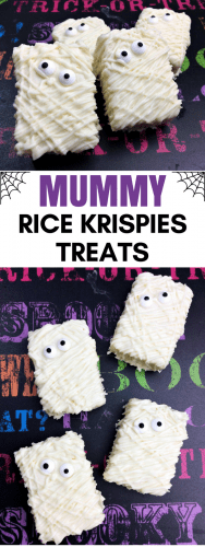 3-Ingredient Spooky Mummy Rice Krispies Treats are the perfect easy-to-make Halloween treat.
