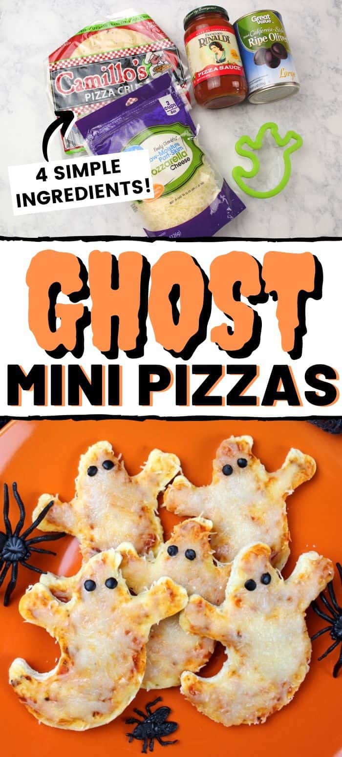 Mini Ghost Pizzas Easy 4 Ingredient Halloween Dinner Idea For Kids