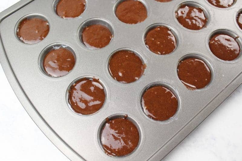 brownie mix in mini muffin pan.