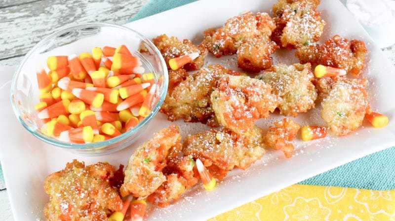 Funfetti Fried Candy Corn is an over-the-top delicious recipe perfect for Halloween or for using up leftover Halloween candy.
