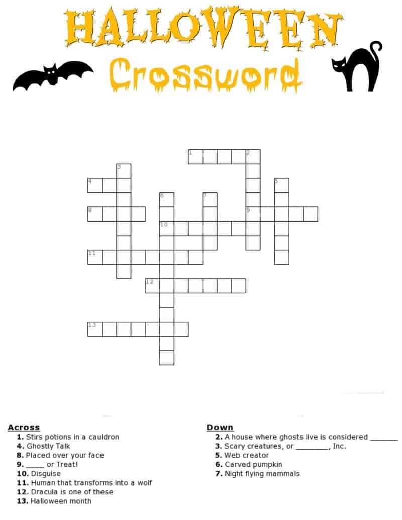 Printable Crossword Puzzles For Kids With Word Bank