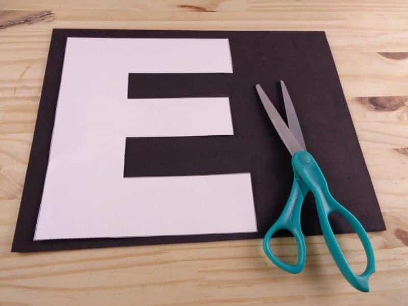 Trace Letter E onto craft foam.