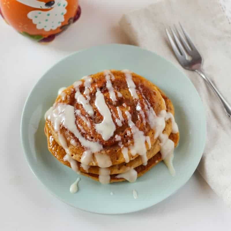 Pumpkin spice pancakes recipe with cream cheese glaze