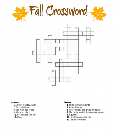 Free Fall crossword puzzle printable worksheet available with and without a word bank. Perfect for the classroom or as a fun Autumn activity at home.