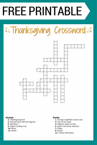 Free Printable Thanksgiving Crossword For Kids