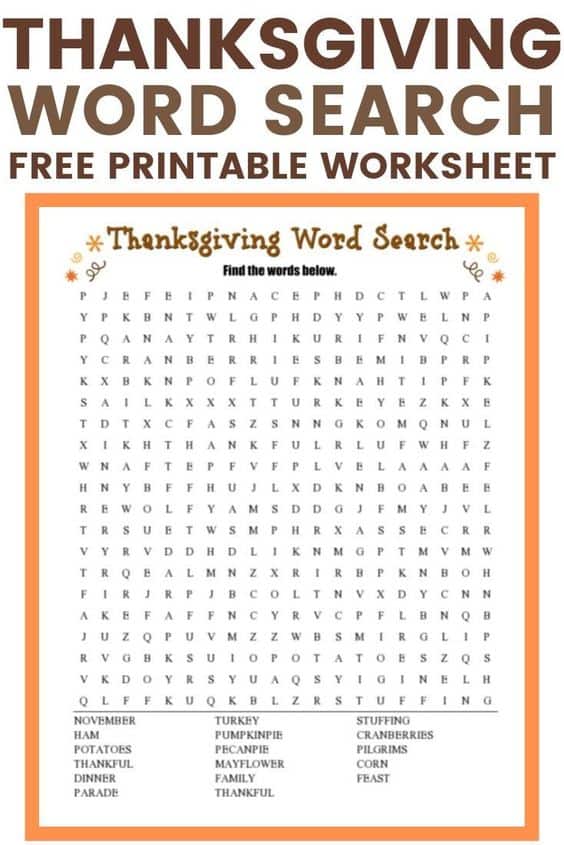 Thanksgiving Word Search (FREE Printable!)