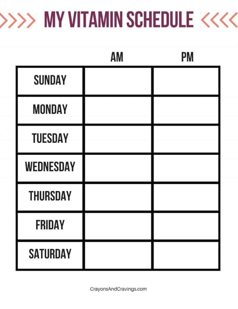 My tips for vitamin organization and storage (where you will see them and not forget to take them) as well as a helpful weekly vitamin schedule printable.