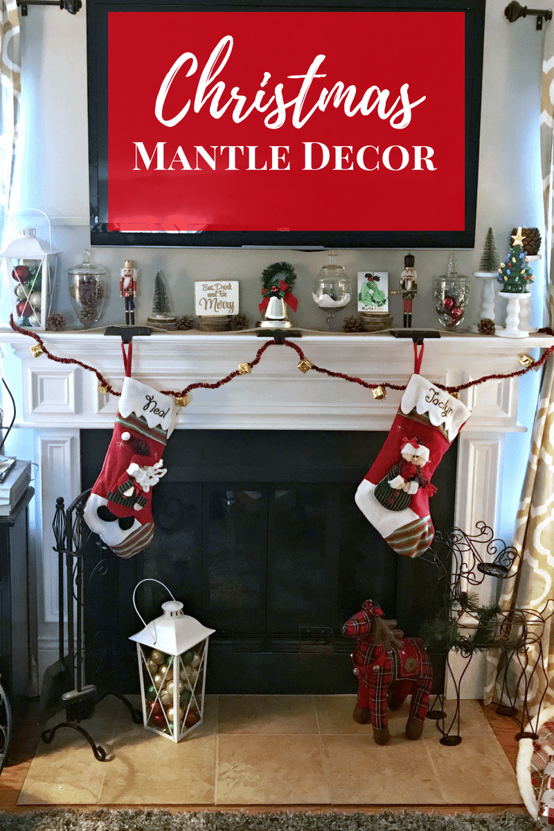Looking for an easy Christmas mantle decor idea? This cheery mantle is perfect for Christmas and winter in general.