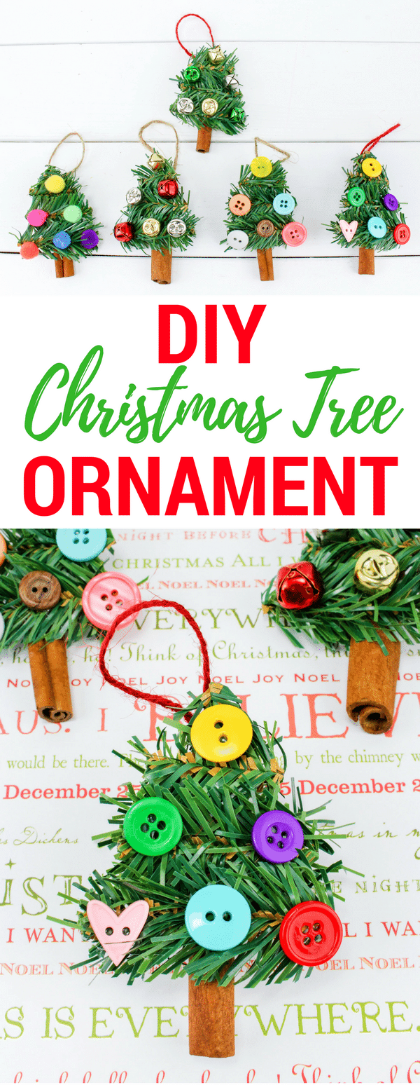 DIY Easy Christmas Tree Ornament Craft for Kids  Crafting with Buttons and  Craft Sticks — Kristin's Peppermints and Cherries