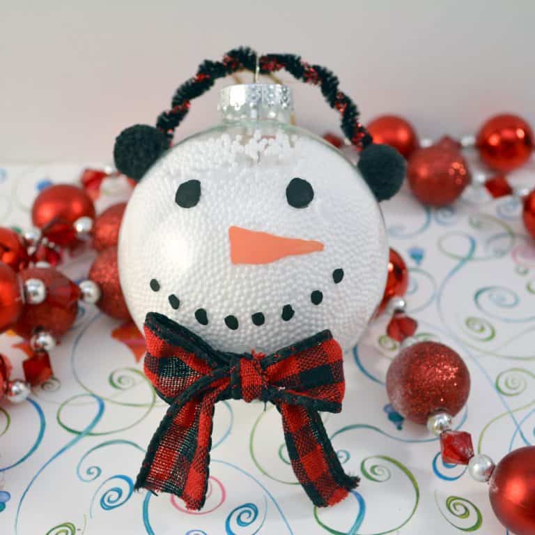 Snowman Christmas Ornament With Clear Plastic Ball Fillable Ornaments