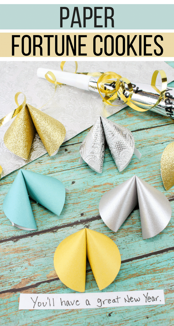 This paper fortune cookies craft will make a fun favor and decoration for your New Year's Eve party! Fill the paper fortune cookies with fun predictions for the New Year for your guests.