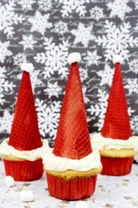 Easy Christmas Santa Hat Cupcakes