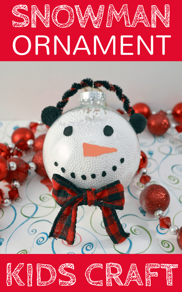 This handmade snowman Christmas ornament is fun and easy for the kids to make using clear plastic ball fillable ornaments.