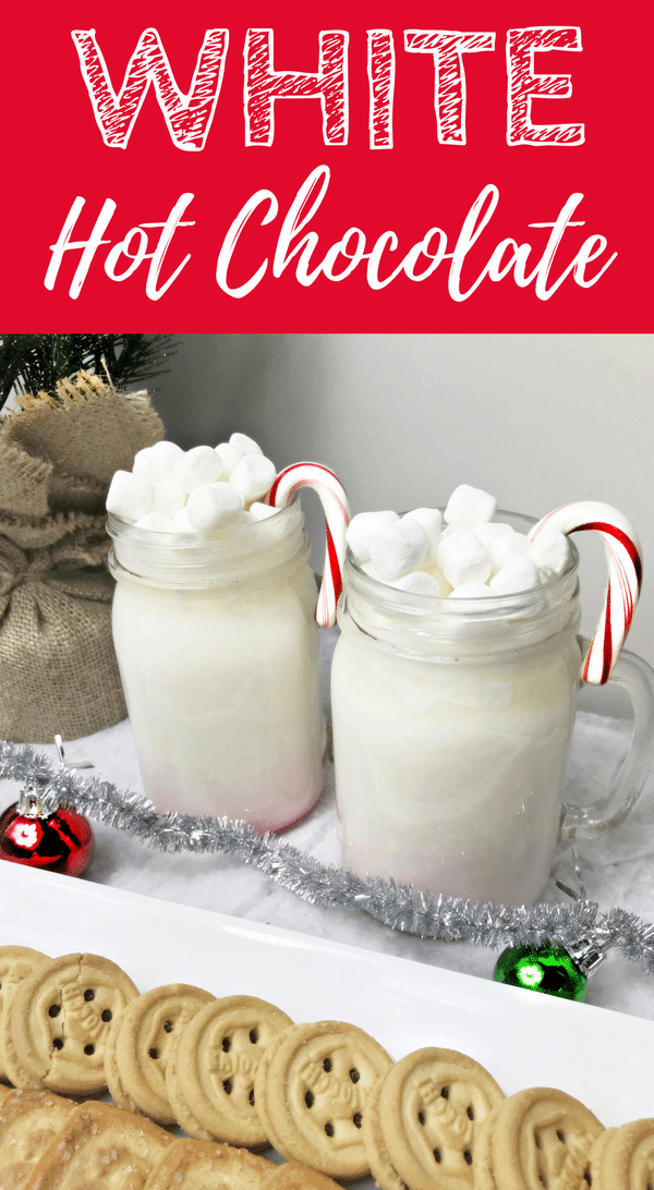 Homemade white hot chocolate is easy to make in a saucepan with your favorite white chocolate and choice of milk or cream.