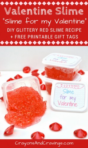 Make fun Valentines for the class with this easy DIY Valentine Slime recipe and these fun Valentine printable gift tags. These are perfect for the kids to give out to their classmates or friends this Valentine's Day!