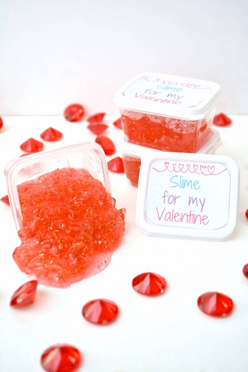 Make fun Valentines for the class with this easy DIY Valentine Slime recipe and these fun Valentine printable gift tags. These are perfect for the kids to give out to their classmates or friends this Valentine's Day!