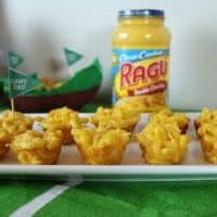 A fun and easy football themed party spread including a recipe for mini mac & cheese cups. Also included are a DIY Game Day banner printable, DIY Game Day toothpick topper printable, and printable football buffet table labels all available for download - for free!