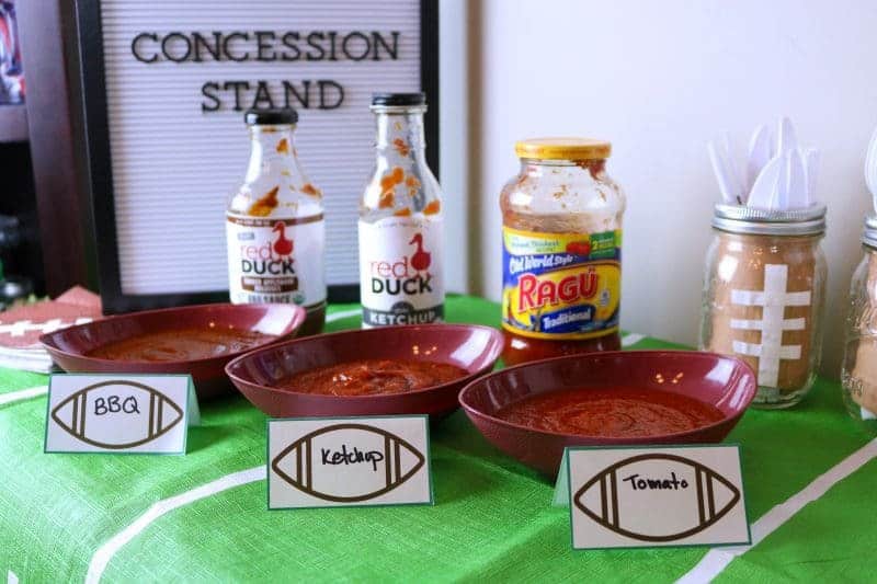 A fun and easy football themed party spread including a recipe for mini mac & cheese cups. Also included are a DIY Game Day banner printable, DIY Game Day toothpick topper printable, and printable football buffet table labels all available for download - for free!