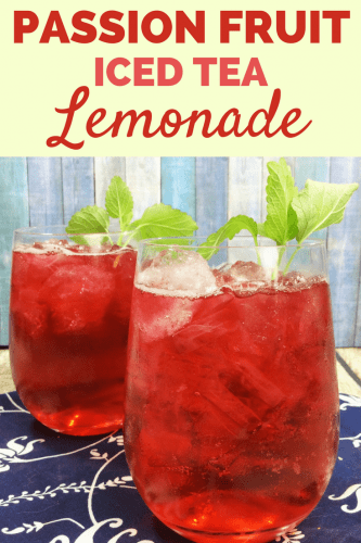 Iced Passion Fruit Tea Lemonade is so simple to make, it will leave you wondering why you haven't made this fruity iced tea yourself at home before. The combination of the sweet passion tea and the tart lemonade combine with a hint of vanilla for a deliciously refreshing beverage.