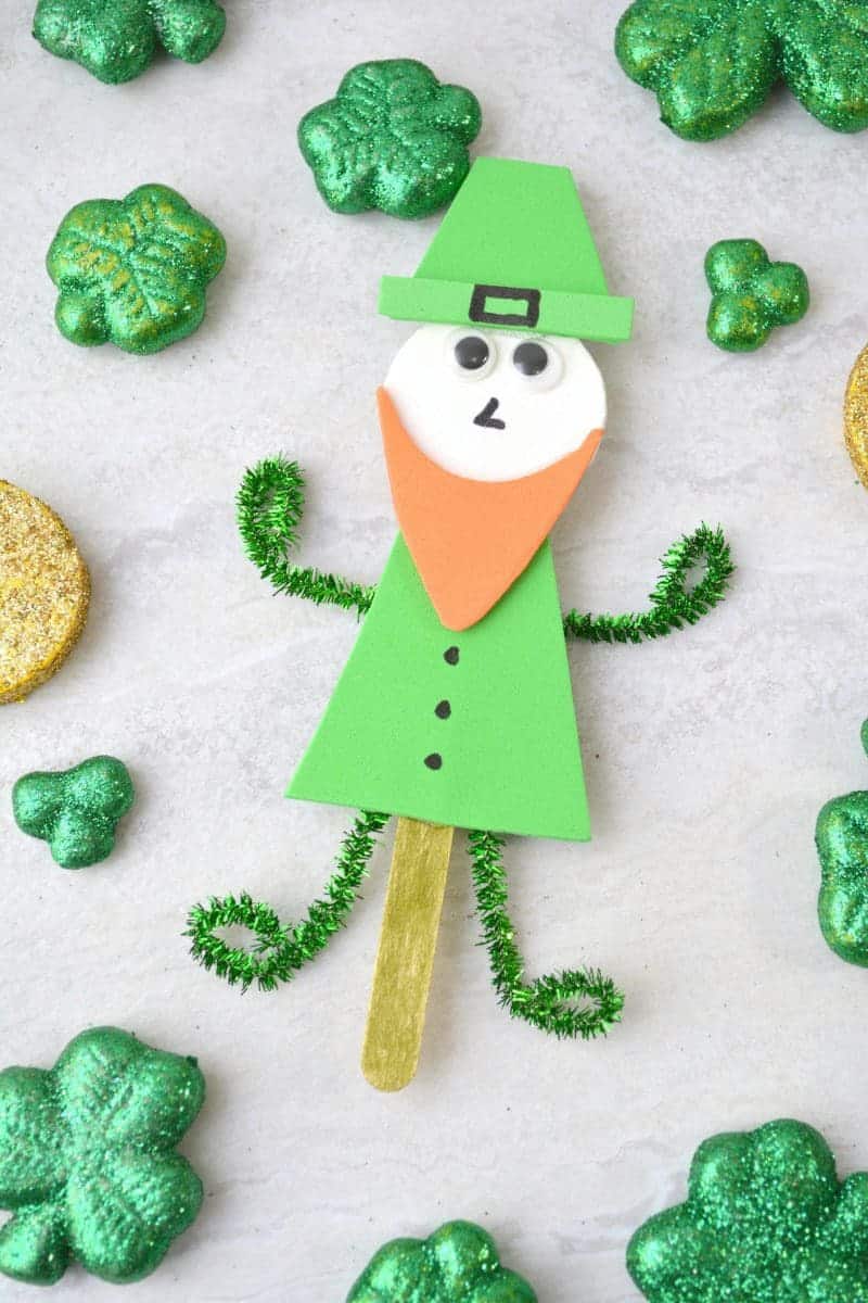 Popsicle Stick Leprechaun Craft for St. Patrick's Day