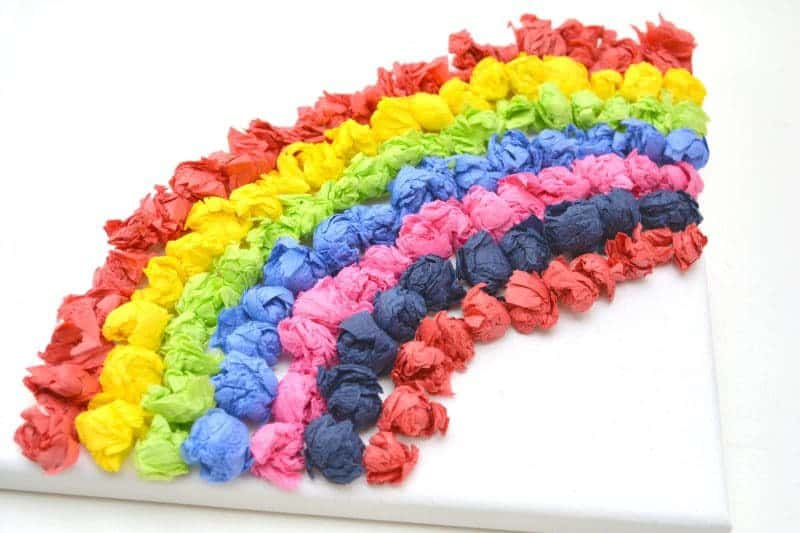 Do your kids love rainbows? This rainbow tissue paper craft is definitely perfect for them. Not only is this rainbow kids craft fun and easy to make, but it’s super affordable as well. Also, it’s the kind of kid's art project that will take a bit of time to make, which makes it an excellent activity for a rainy day.