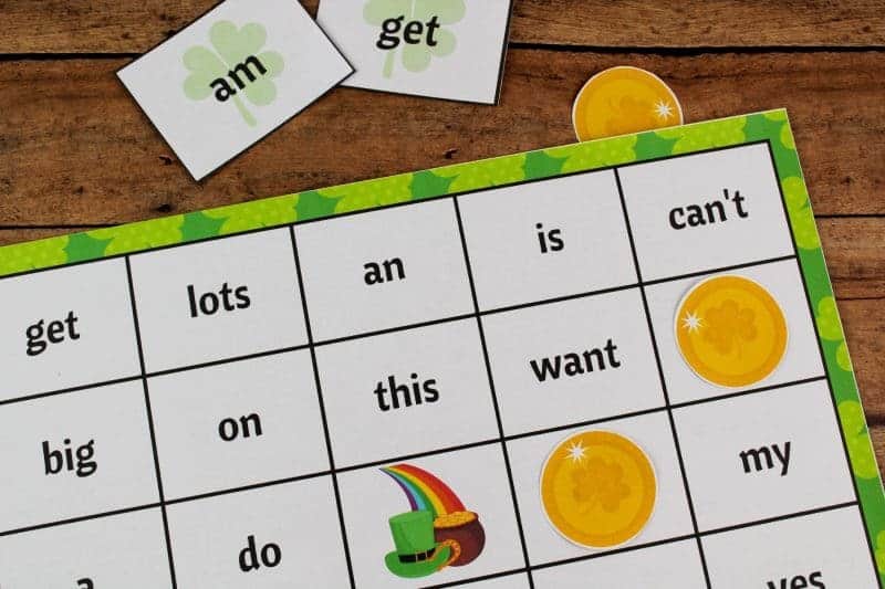 St. Patrick's Day Bingo is a fun and educational kids activity packed with 60 high frequency sight words (aka power words) and perfect to play in the classroom or at home. Download the free printable bingo boards, bingo markers, and flashcards, cut them out, and you will be ready to play the game.