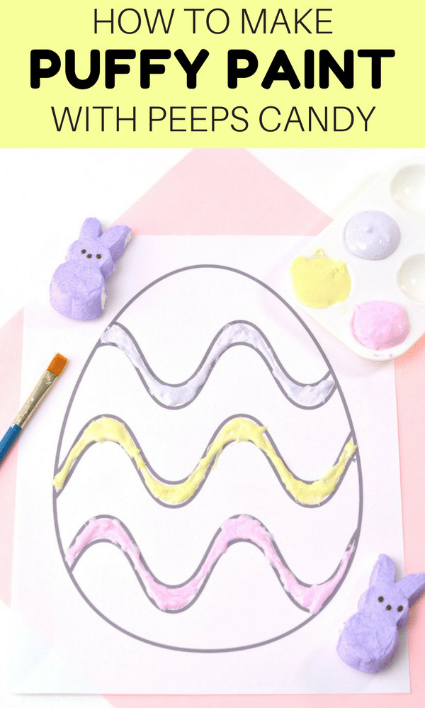 If you are looking for an easy DIY puffy paint recipe it doesn't get much easier than this 1-ingredient DIY Peeps Puffy Paint! This fun kids activity is perfect for Easter, or for after Easter to use up leftover Marshmallow Peeps candy.